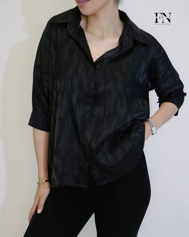 شومیز مجلسی زنانه کیمونو طرح ژاکارد رنگ مشکی