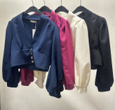 رنگ بندی کراپ کت زنانه آستین عروسکی مازراتی