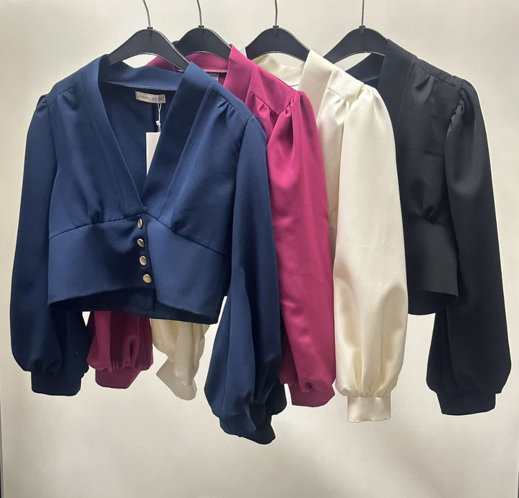 رنگ بندی کراپ کت زنانه آستین عروسکی مازراتی