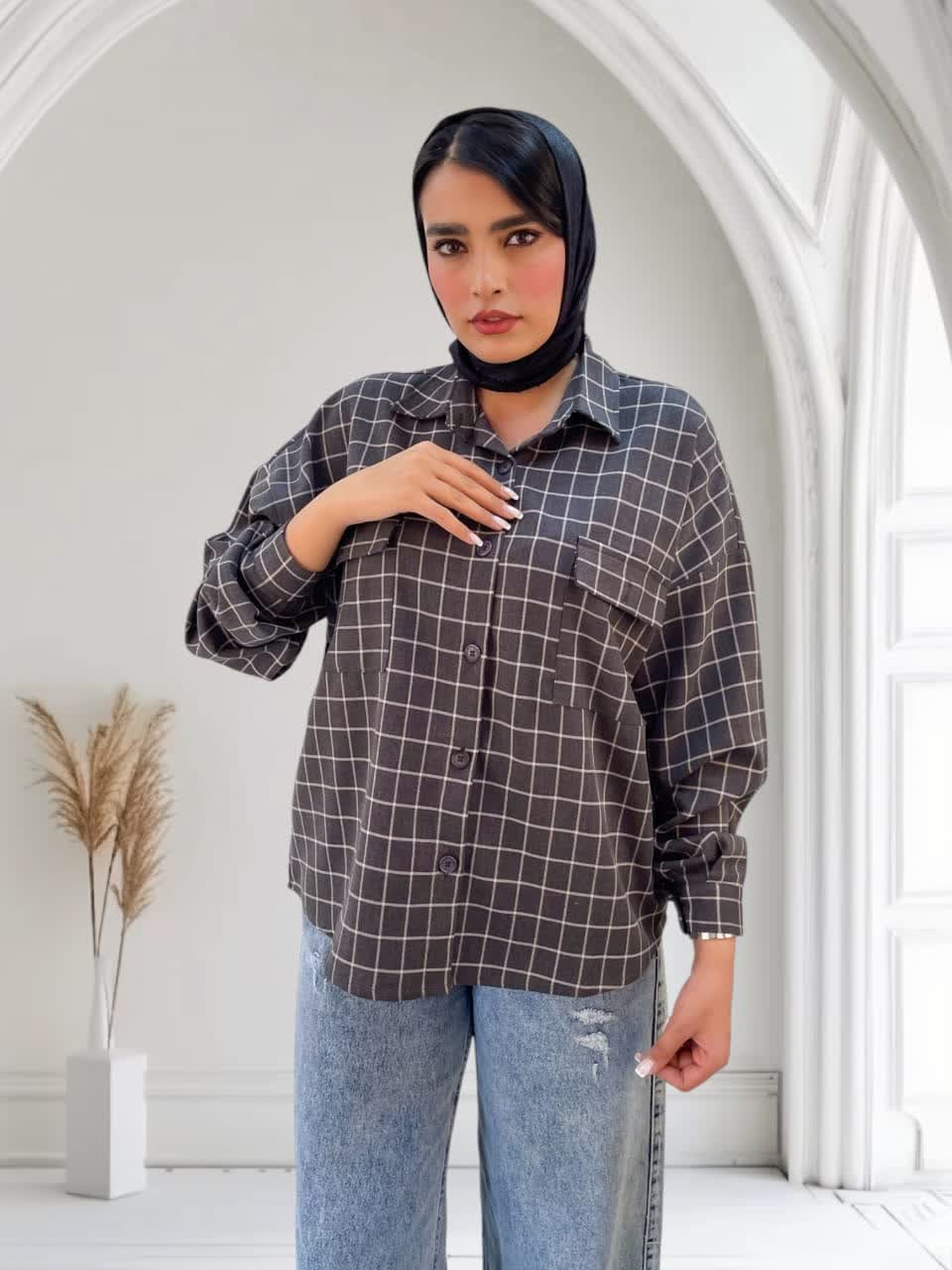 شومیز زنانه چهارخونه پشمی